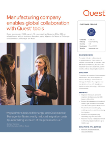 Coats: Manufacturing company enables global collaboration with Quest tools