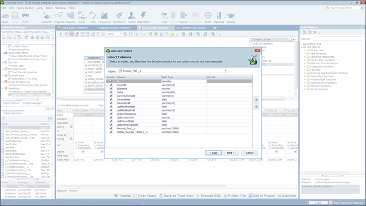 Import and export data